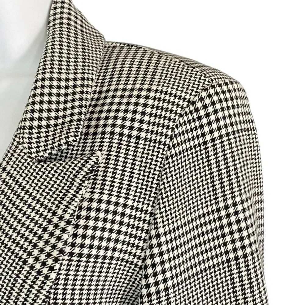 Rachel Zoe Plaid Houndstooth Blazer Jacket Oversized S Business Old Money Preppy